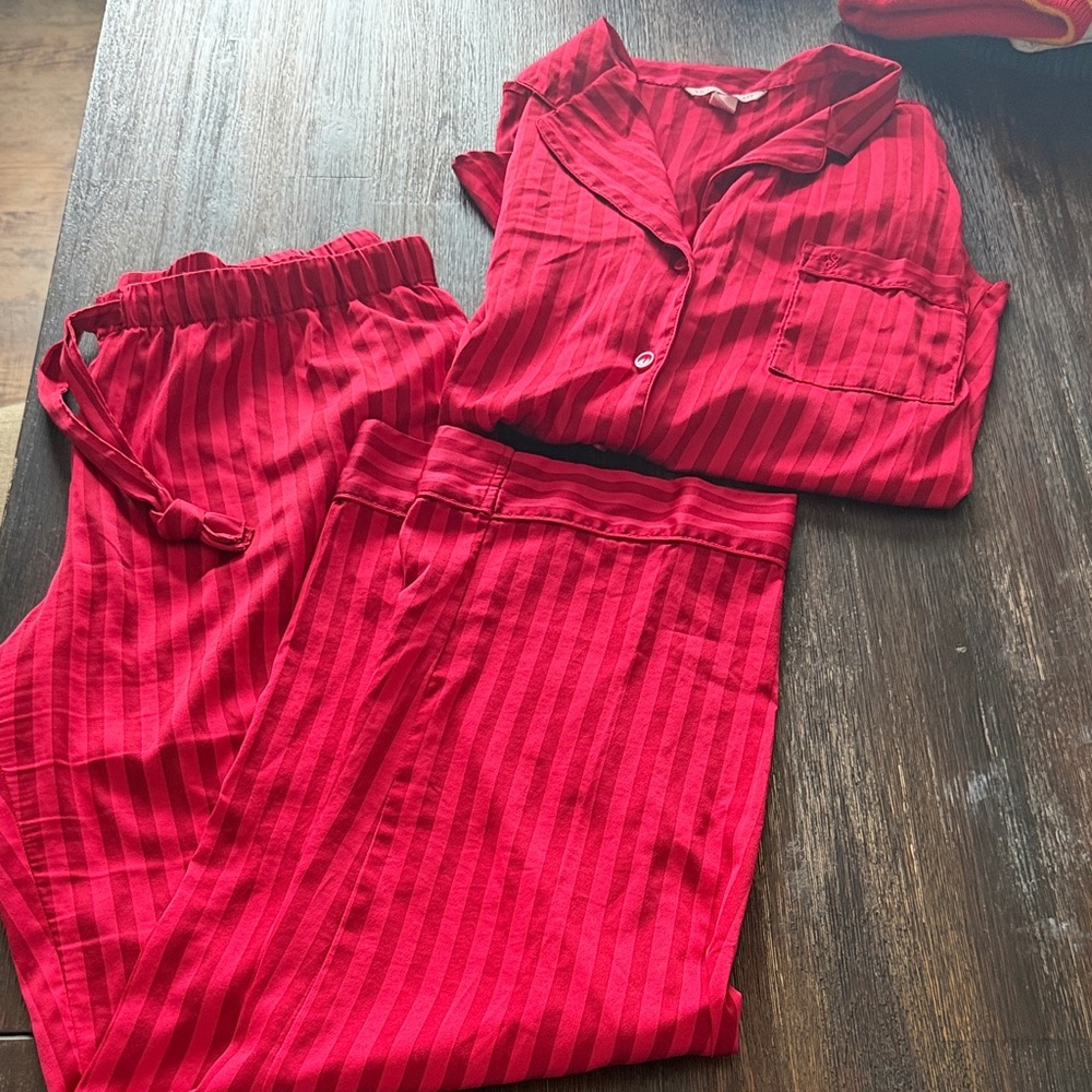 Victoria's Secret Red Striped Pajama Set